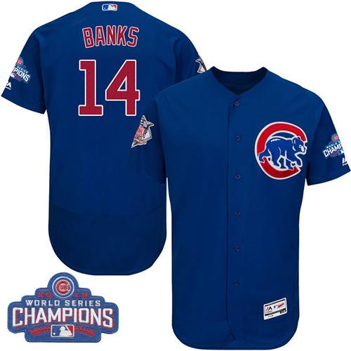 Cubs #14 Ernie Banks Blue Flexbase Authentic Collection 2016 World Series Champions Stitched MLB Jersey